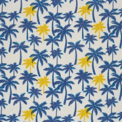 Musselin Palmen - creme/blau