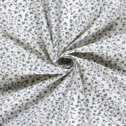 Baumwollpopeline Florale Ranken - creme/schattenblau