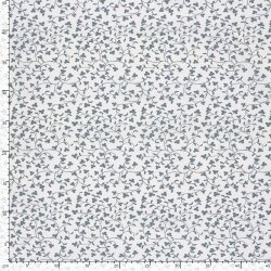 Baumwollpopeline Florale Ranken - creme/schattenblau