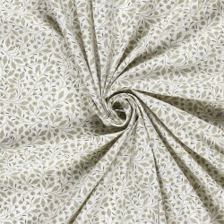 Baumwollpopeline Florale Zweige - creme/salbei