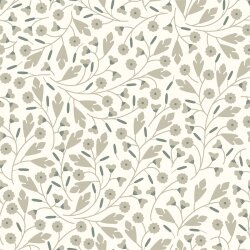 Baumwollpopeline Florale Zweige - creme/salbei