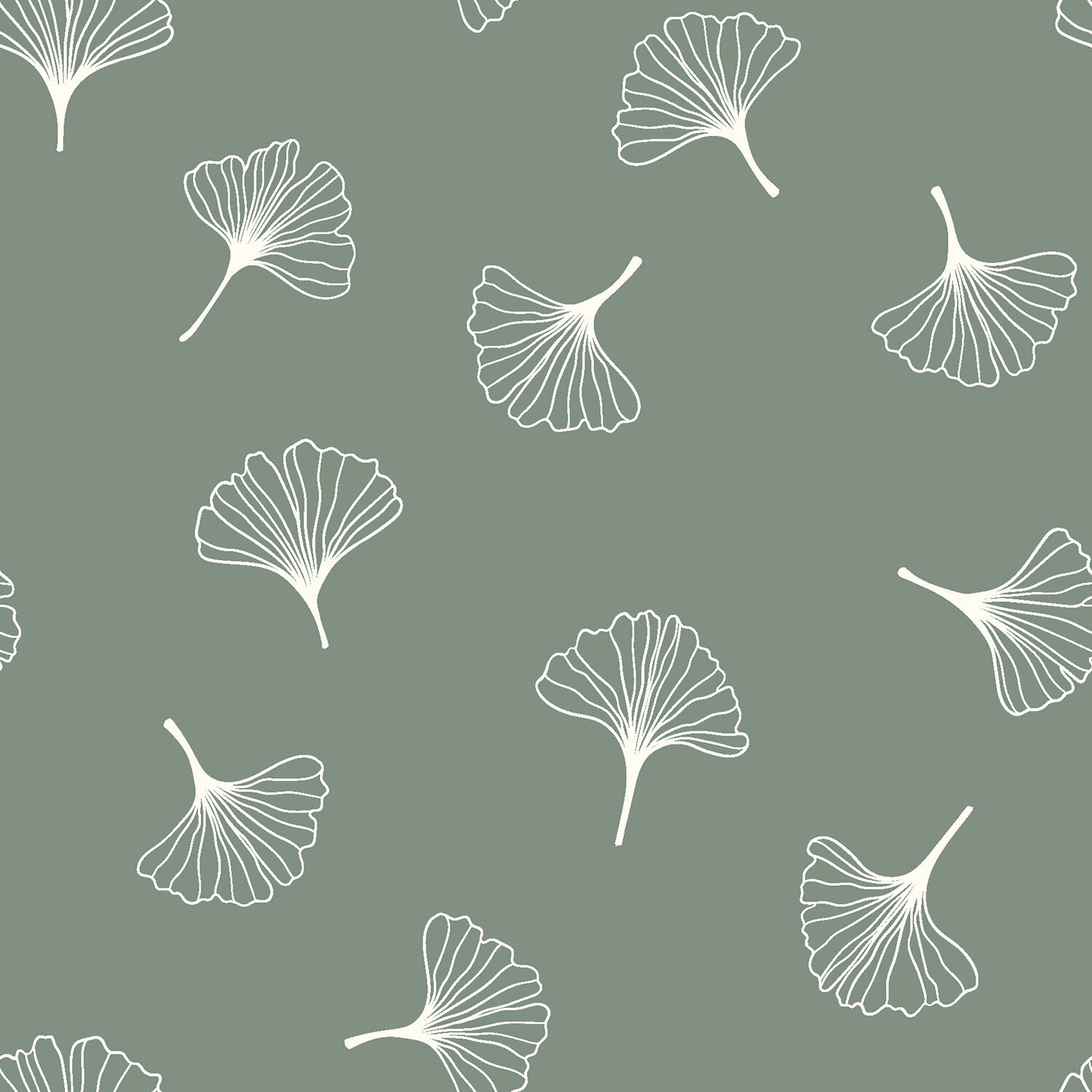 Baumwollpopeline Ginkoblätter - salbei