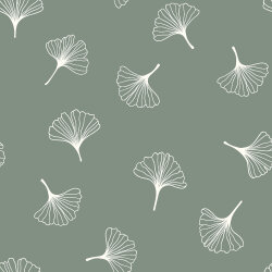 Baumwollpopeline Ginkoblätter - salbei