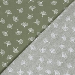 Baumwollpopeline Ginkoblätter - salbei