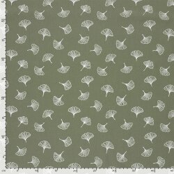 Baumwollpopeline Ginkoblätter - salbei