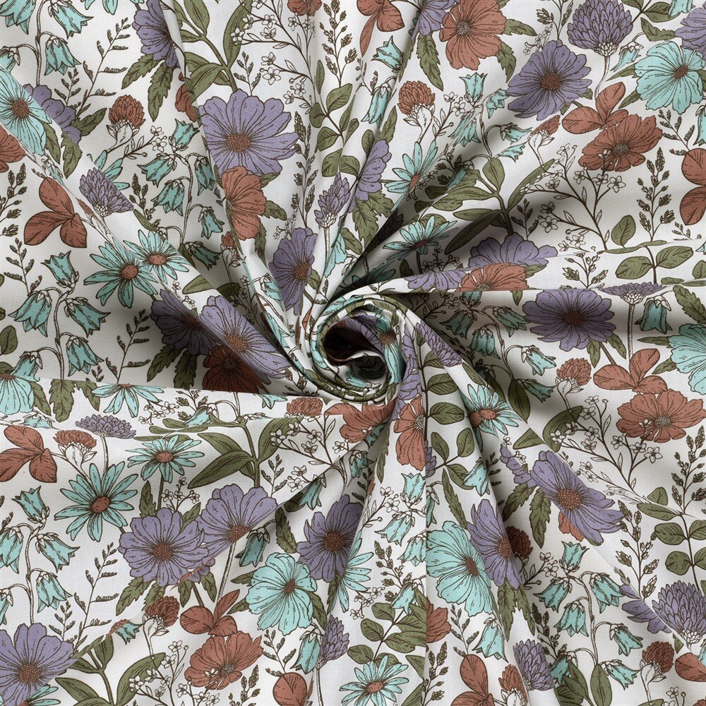 Baumwollpopeline Sommerwiese - creme