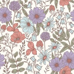 Baumwollpopeline Sommerwiese - creme