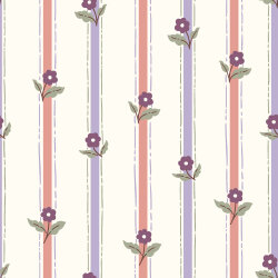 Baumwollpopeline Blümchen auf Streifen - creme