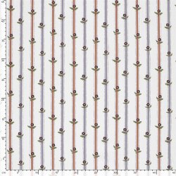 Baumwollpopeline Blümchen auf Streifen - creme