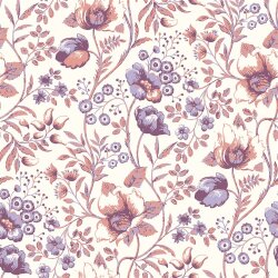 Baumwollpopeline schöne Blumenranken - creme