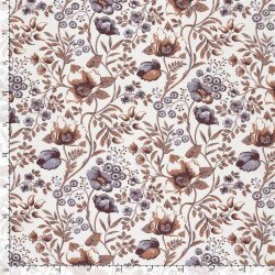 Baumwollpopeline schöne Blumenranken - creme