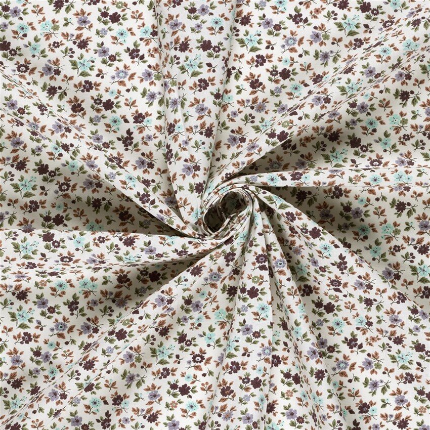 Baumwollpopeline kleine Schnittblumen - creme