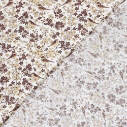 Baumwollpopeline Vögel auf Zweige - creme