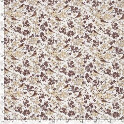 Baumwollpopeline Vögel auf Zweige - creme