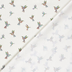 Baumwollpopeline bunte Kolibris - creme