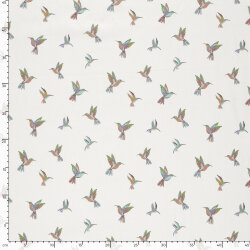Baumwollpopeline bunte Kolibris - creme