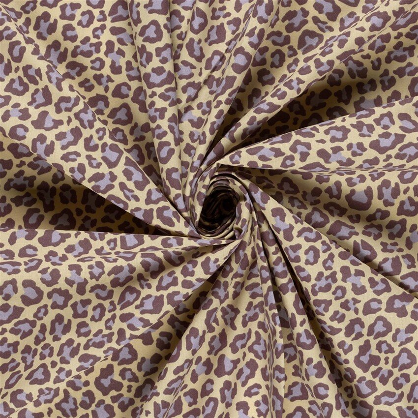 Baumwollpopeline Leo - cremebeige/lila