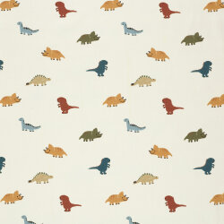 Baumwollpopeline bunte Dinos - creme