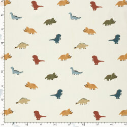 Baumwollpopeline bunte Dinos - creme