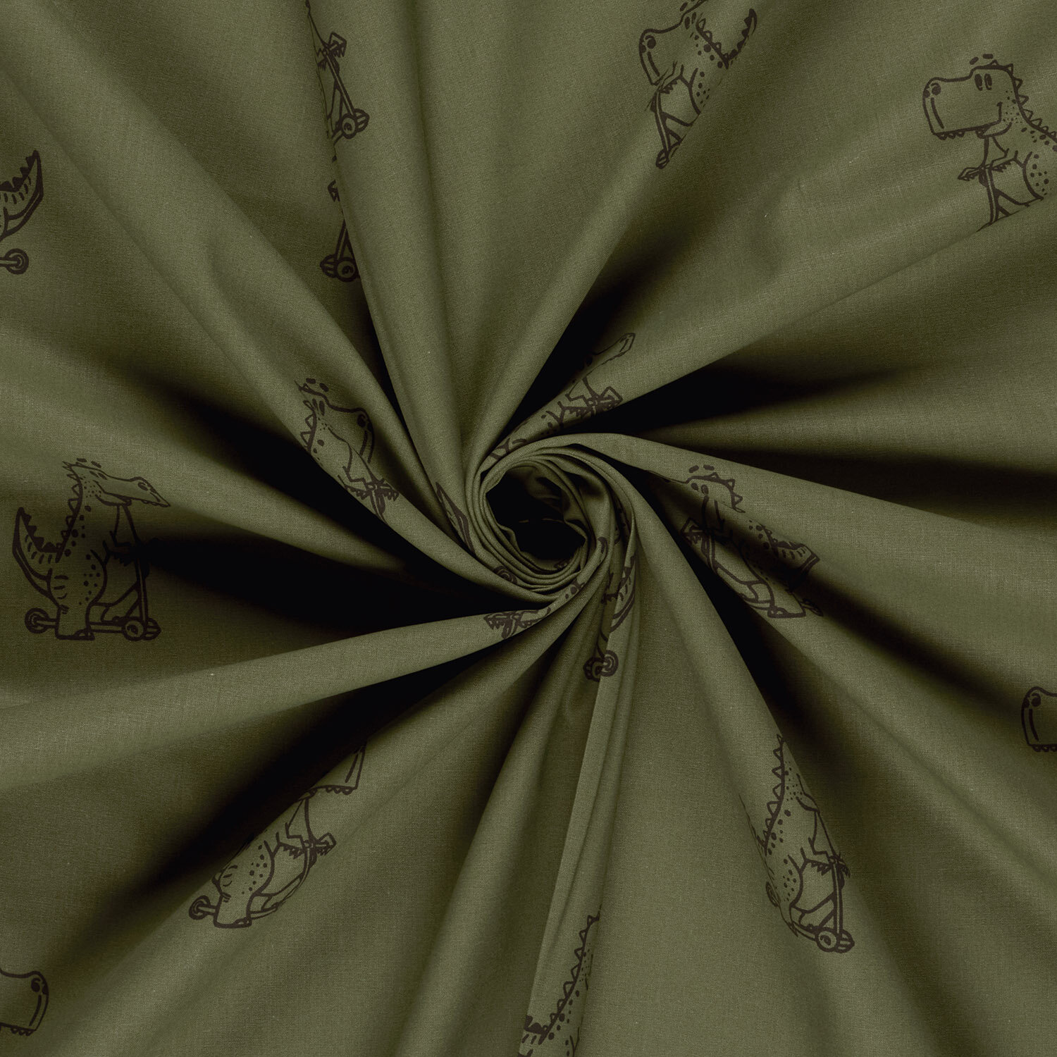 Baumwollpopeline süßer T-Rex - oliv