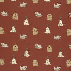 Baumwollpopeline witzige Hunde - altrot