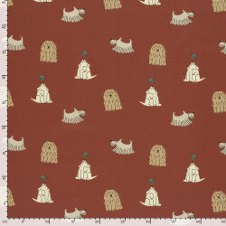 Baumwollpopeline witzige Hunde - altrot