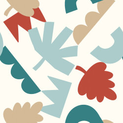 Baumwollpopeline bunte Blätterkunst - creme