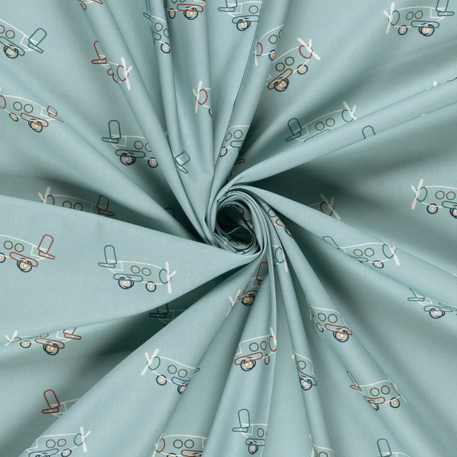 Baumwollpopeline Flugzeuge - hellblau