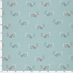 Baumwollpopeline Flugzeuge - hellblau