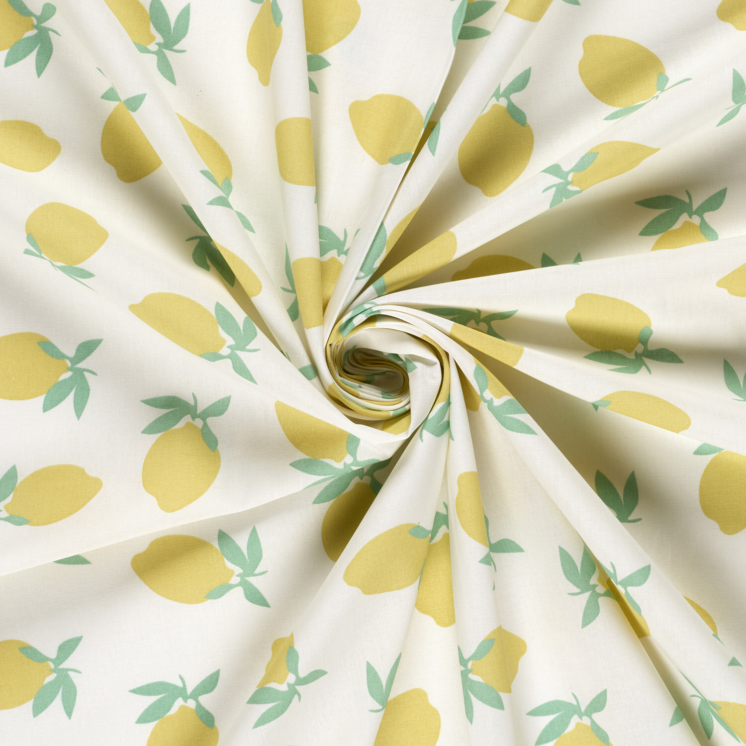 Baumwollpopeline Zitronen - creme