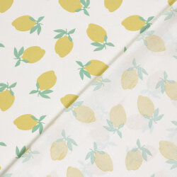 Baumwollpopeline Zitronen - creme