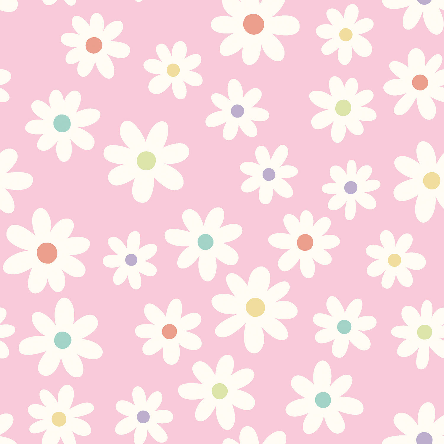 Baumwollpopeline Margeritenregen - hellrosa