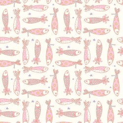 Baumwollpopeline Fische - creme
