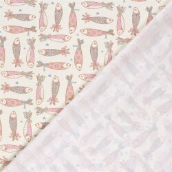 Baumwollpopeline Fische - creme