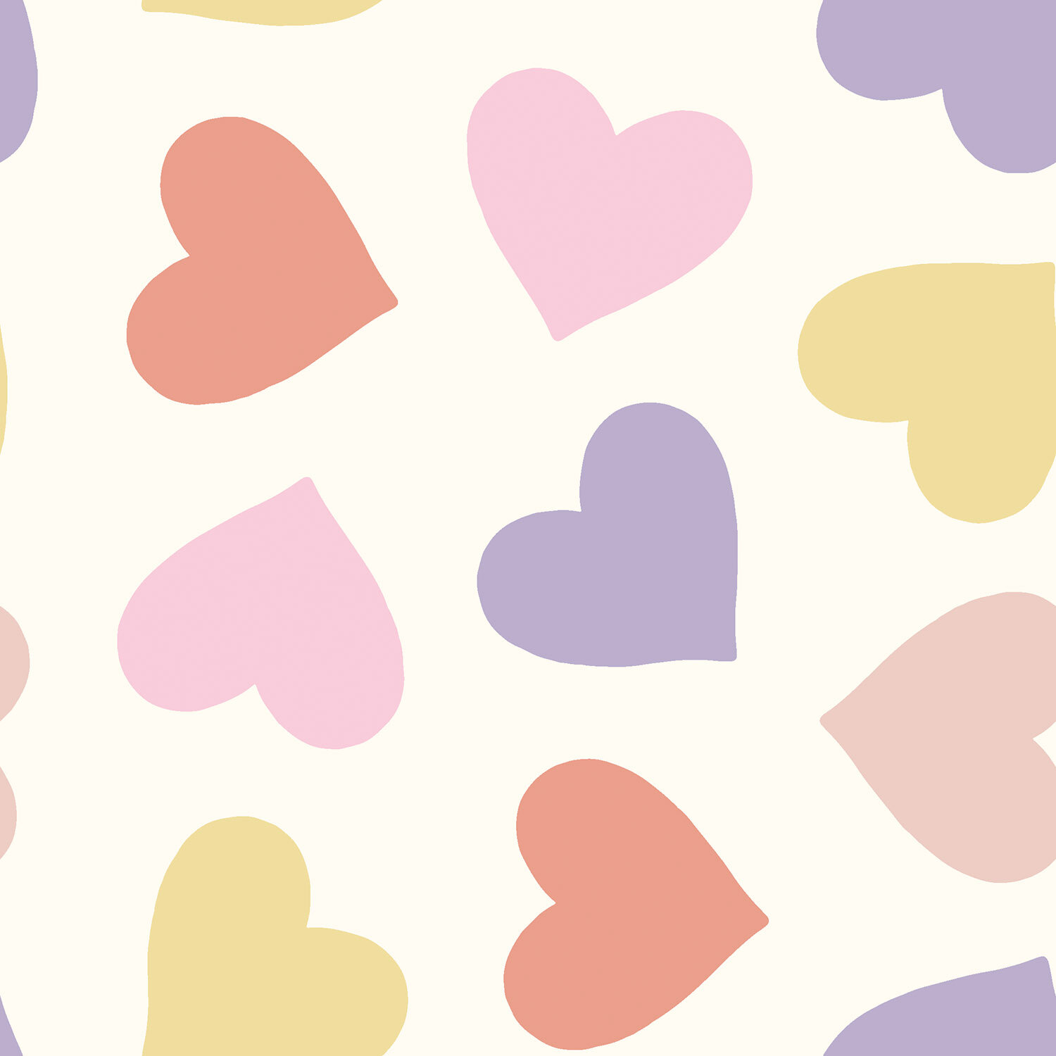 Baumwollpopeline bunte Herzen - creme
