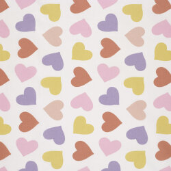 Baumwollpopeline bunte Herzen - creme