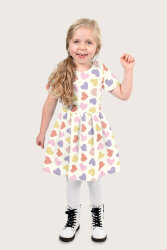 Baumwollpopeline bunte Herzen - creme