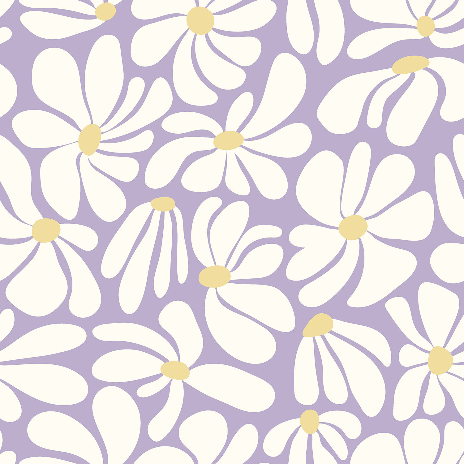 Baumwollpopeline Margeritenkunst - lavendel