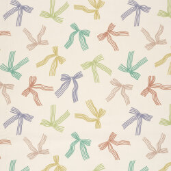 Baumwollpopeline bunte Schleifen - creme