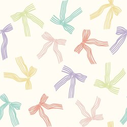 Baumwollpopeline bunte Schleifen - creme