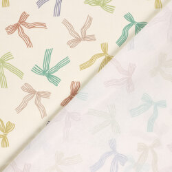 Baumwollpopeline bunte Schleifen - creme