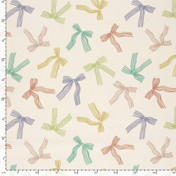 Baumwollpopeline bunte Schleifen - creme