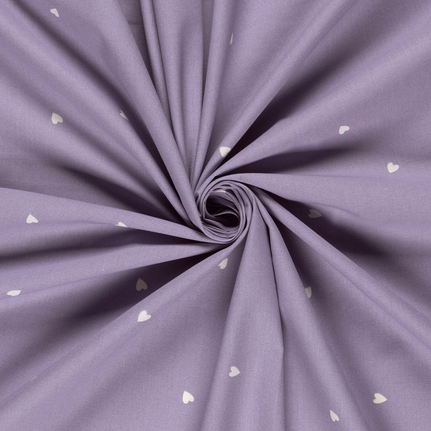 Baumwollpopeline kleine Herzen - lavendel