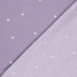 Baumwollpopeline kleine Herzen - lavendel