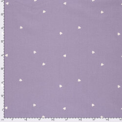 Baumwollpopeline kleine Herzen - lavendel