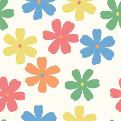 Baumwollpopeline bunte Blumenräder - creme