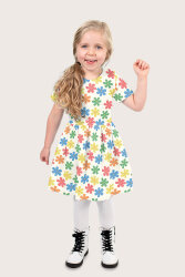 Baumwollpopeline bunte Blumenräder - creme