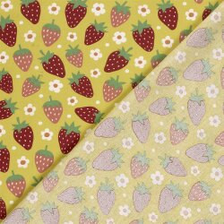Baumwollpopeline Erdbeerwelt - gelb