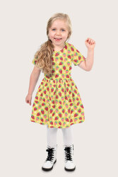 Baumwollpopeline Erdbeerwelt - gelb