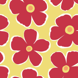 Baumwollpopeline große Blumenräder - gelb